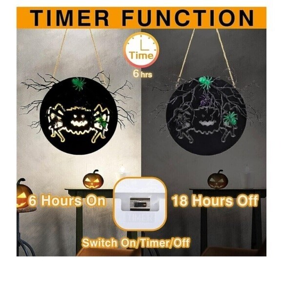 Welcome Sign Halloween Decorations Wood Wall Front Door Battery Operated LED. - Picture 3 of 7